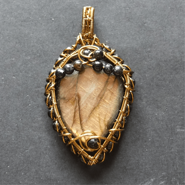 Pendant. Golden Labradorite and Black Tourmaline 