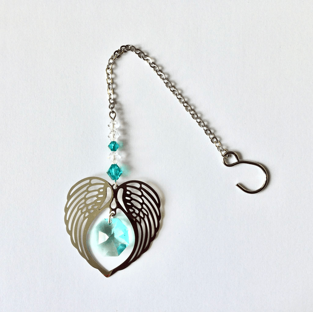 12 December - Angel Wings Heart Crystal Suncatcher