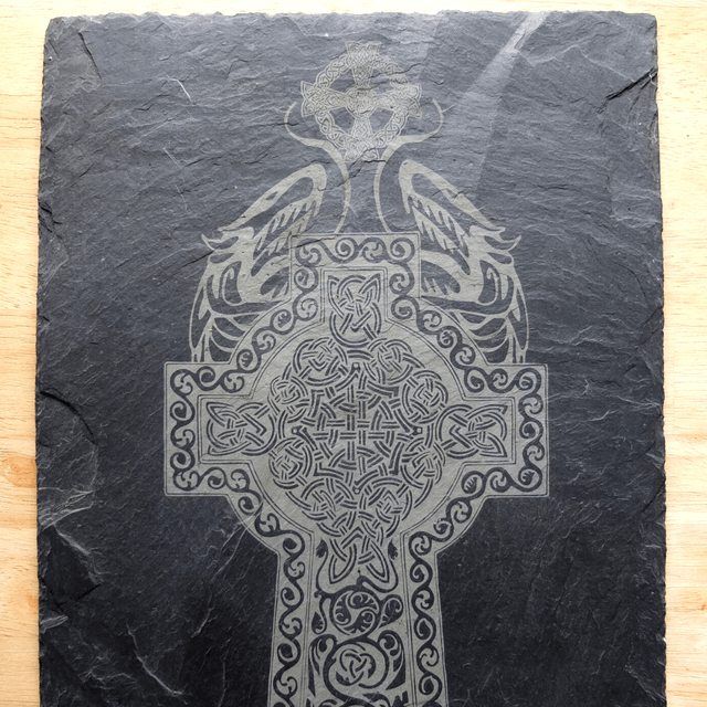 Slate Celtic Cross / Dragons