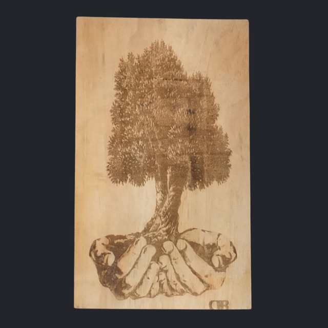 "It's in your hands" - Wood Art Engraving