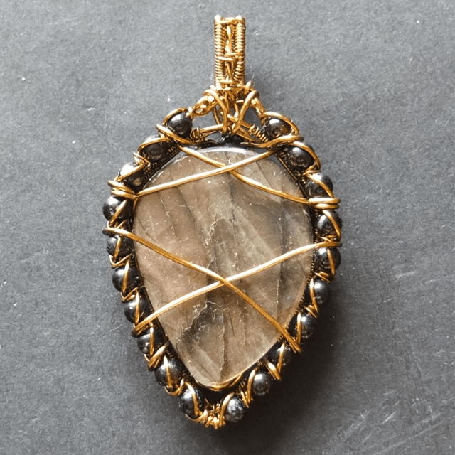 Pendant. Golden Labradorite and Black Tourmaline 