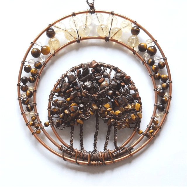 Autumn Trees Gemstone & Wire Art