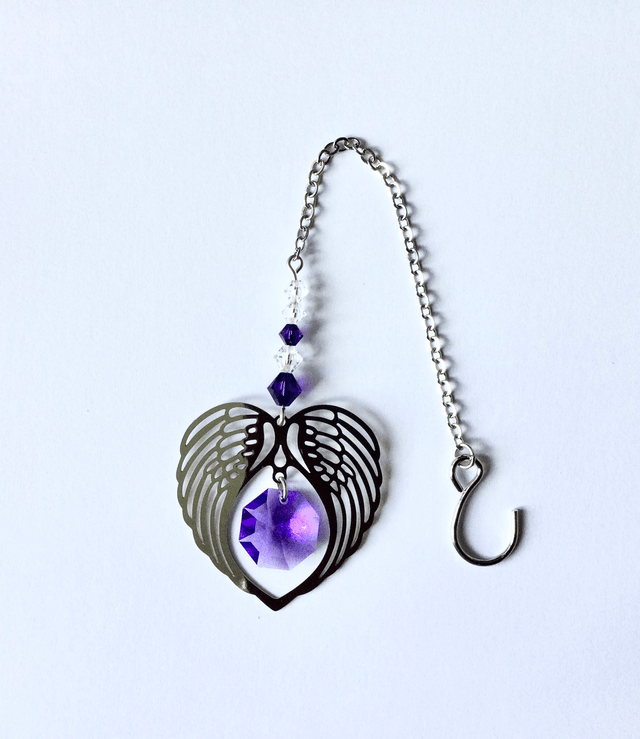 02 February - Angel Wings Heart Crystal Suncatcher