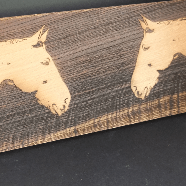 "Twin Spirit Horses" - Wood Art Engraving