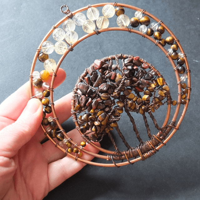 Autumn Trees Gemstone & Wire Art
