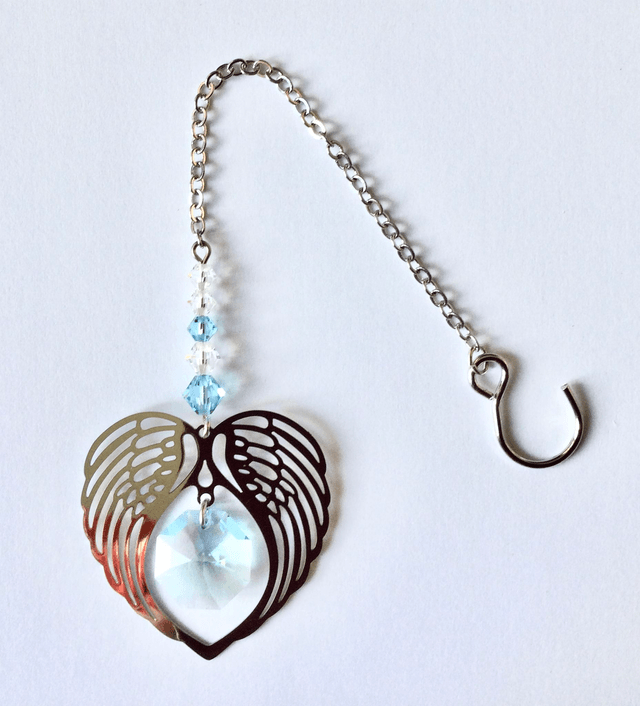 03 March - Angel Wings Heart Crystal Suncatcher