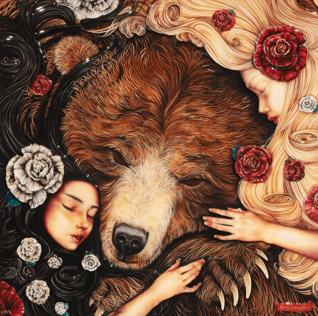 Kerry Darlington Snow White & Red Rose' Rare Unique Edition Artwork