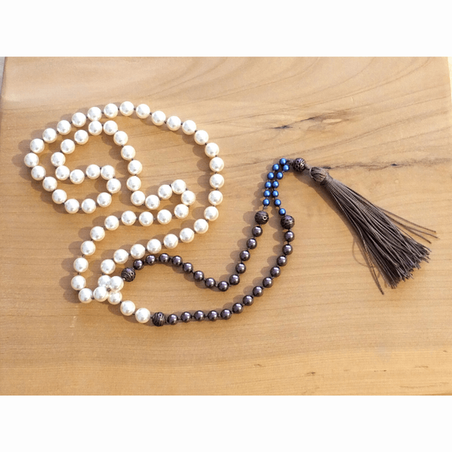 Mala Beads - Swarovski Pearl - Cream, Burgundy and Blue