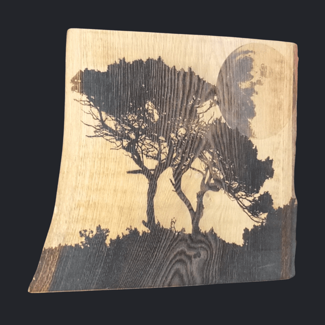"Cornish Moonlight Trees" - Wood Art Engraving