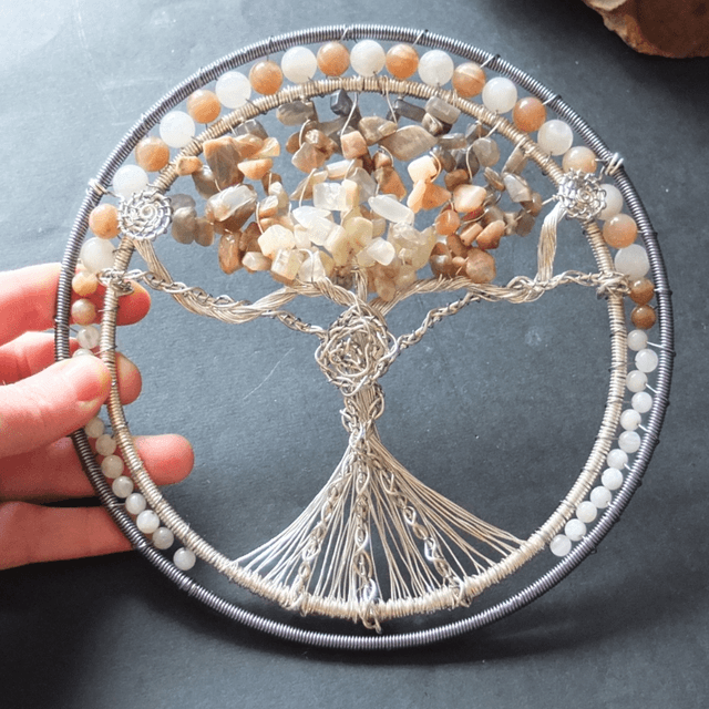 Moonstone Goddess Tree of Life Gemstone & Wire Art