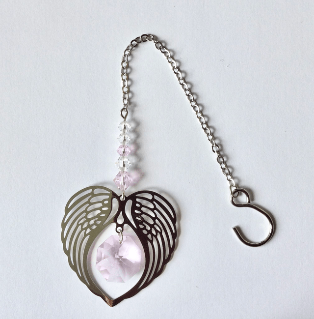 10 October - Angel Wings Heart Crystal Suncatcher