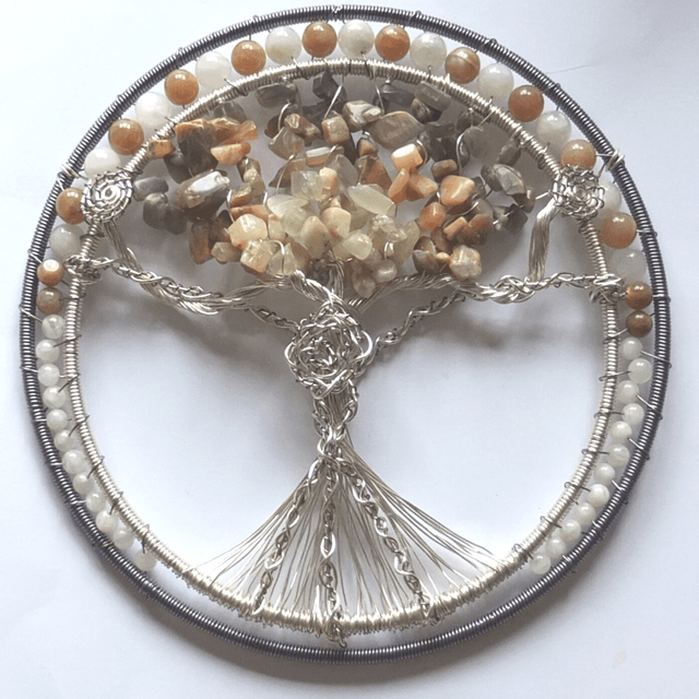 Moonstone Goddess Tree of Life Gemstone & Wire Art