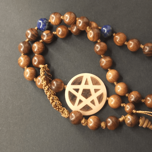 Mala Beads - Golden Sandalwood and Lapis Lazuli - 54 beads