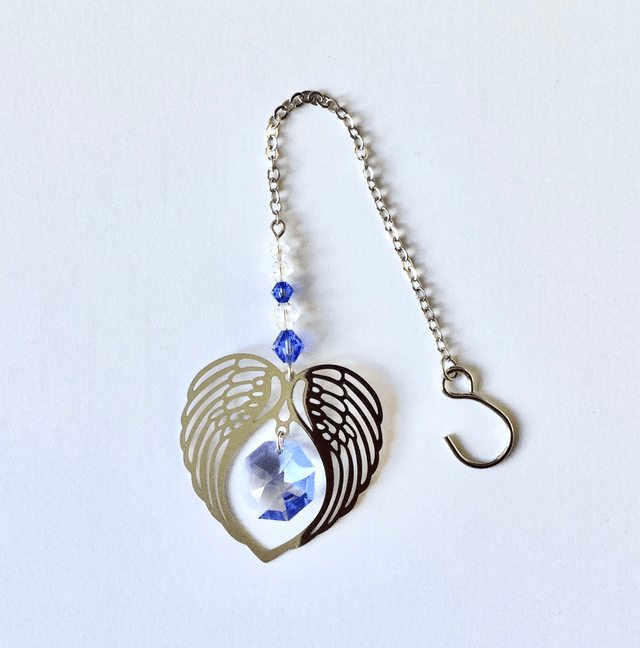 09 September - Angel Wings Heart Crystal Suncatcher
