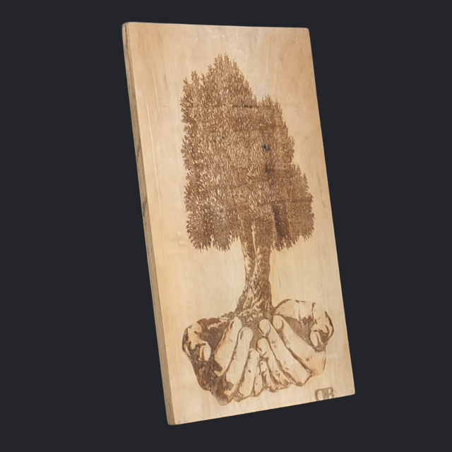 "It's in your hands" - Wood Art Engraving