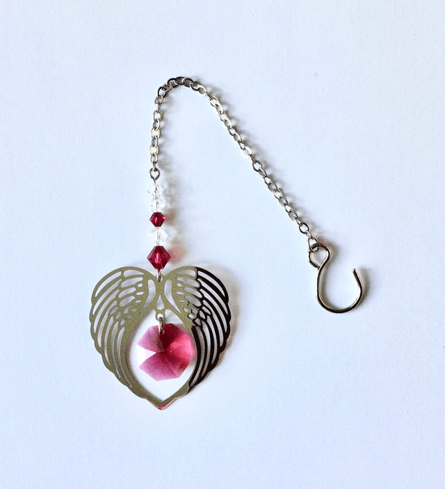 07 July - Angel Wings Heart Crystal Suncatcher