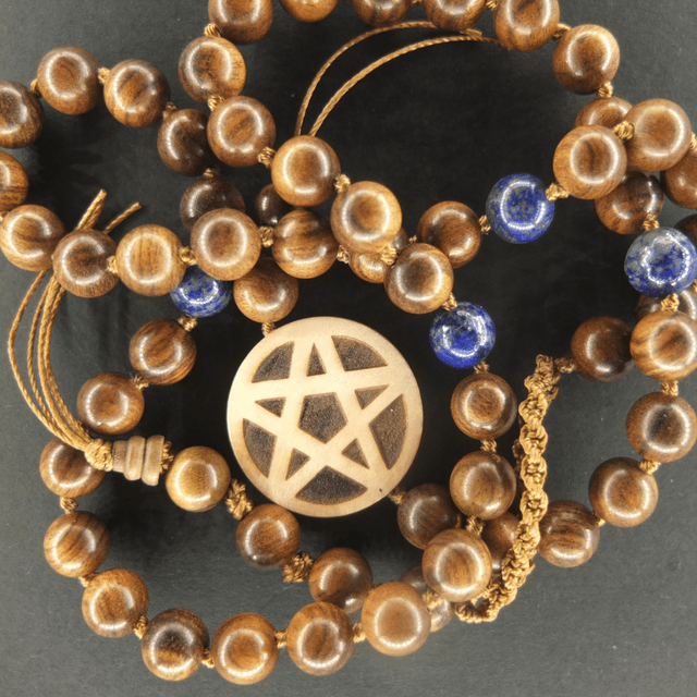 Mala Beads - Golden Sandalwood and Lapis Lazuli - 54 beads