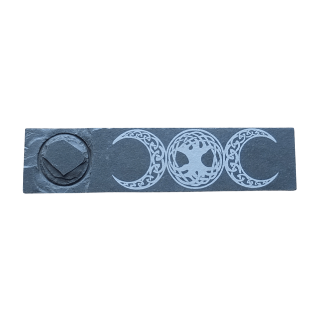 Triple Moon with Tree of Life Slate Candle Holder