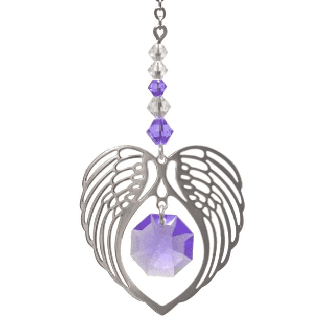 06 June - Angel Wings Heart Crystal Suncatcher