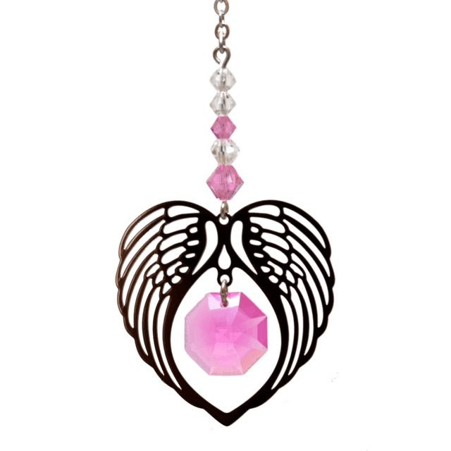 10 October - Angel Wings Heart Crystal Suncatcher
