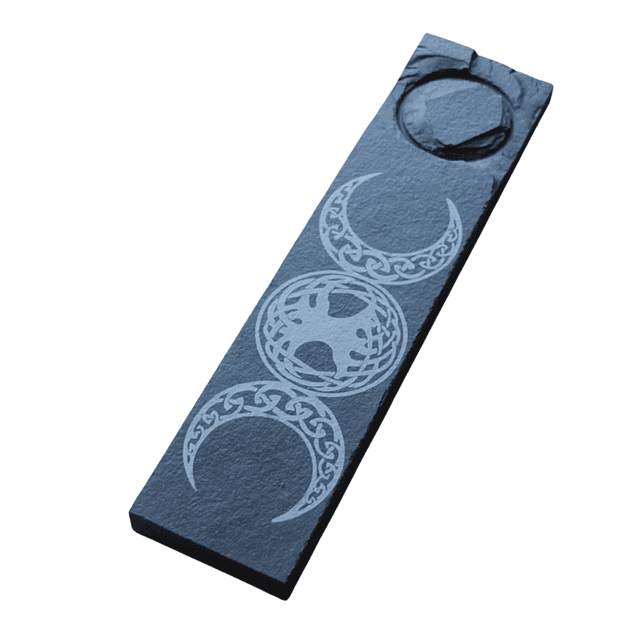 Triple Moon with Tree of Life Slate Candle Holder