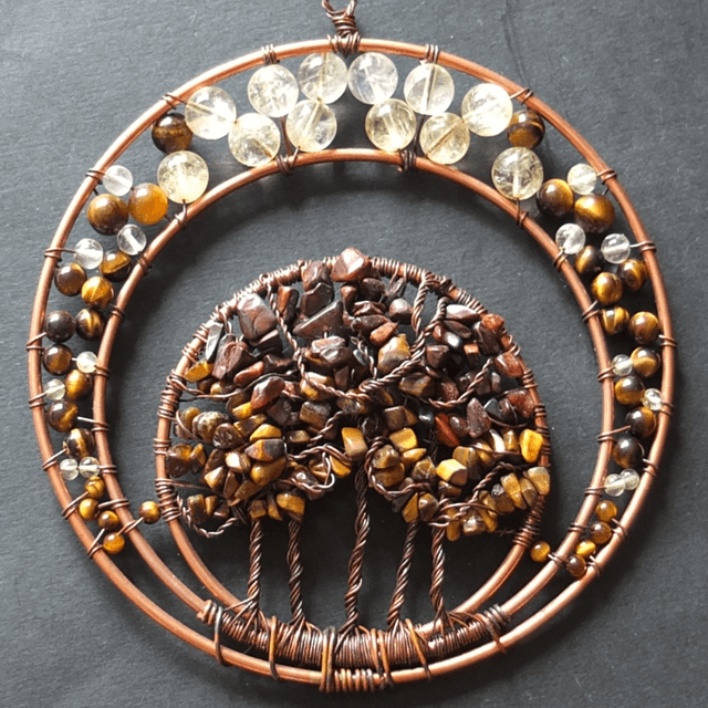 Autumn Trees Gemstone &amp; Wire Art