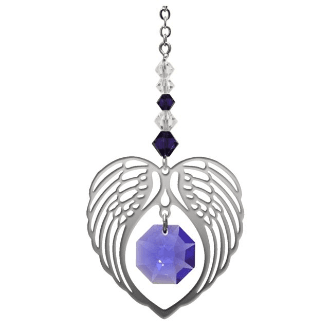 02 February - Angel Wings Heart Crystal Suncatcher