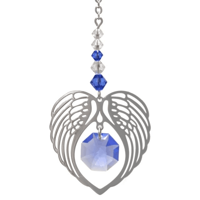 09 September - Angel Wings Heart Crystal Suncatcher